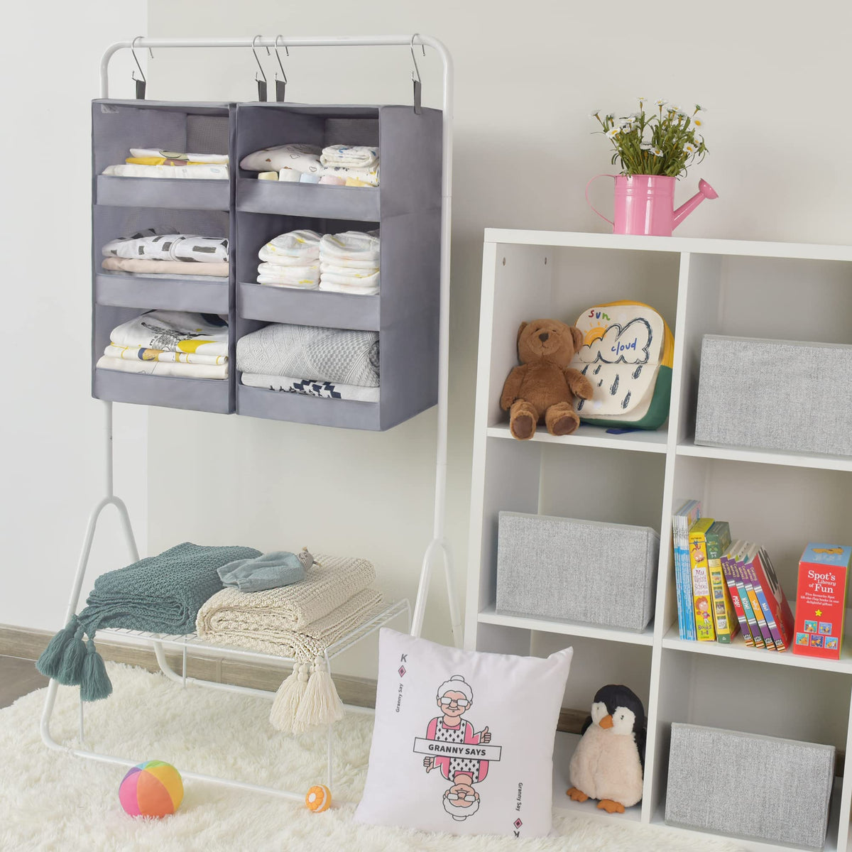 GRANNY SAYS 3-Shelf Closet Organizer leak-proof front strip keeps items secure