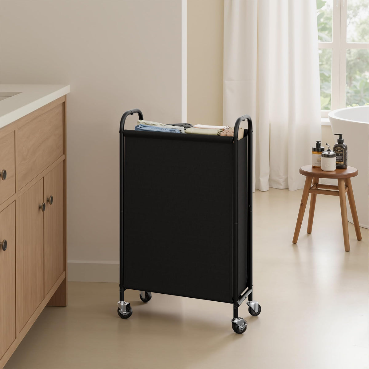 GRANNY SAYS 80L slim hamper rv setup, versatile rolling laundry solution