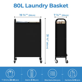 GRANNY SAYS 80L slim hamper side view, great for apartments with tight corners