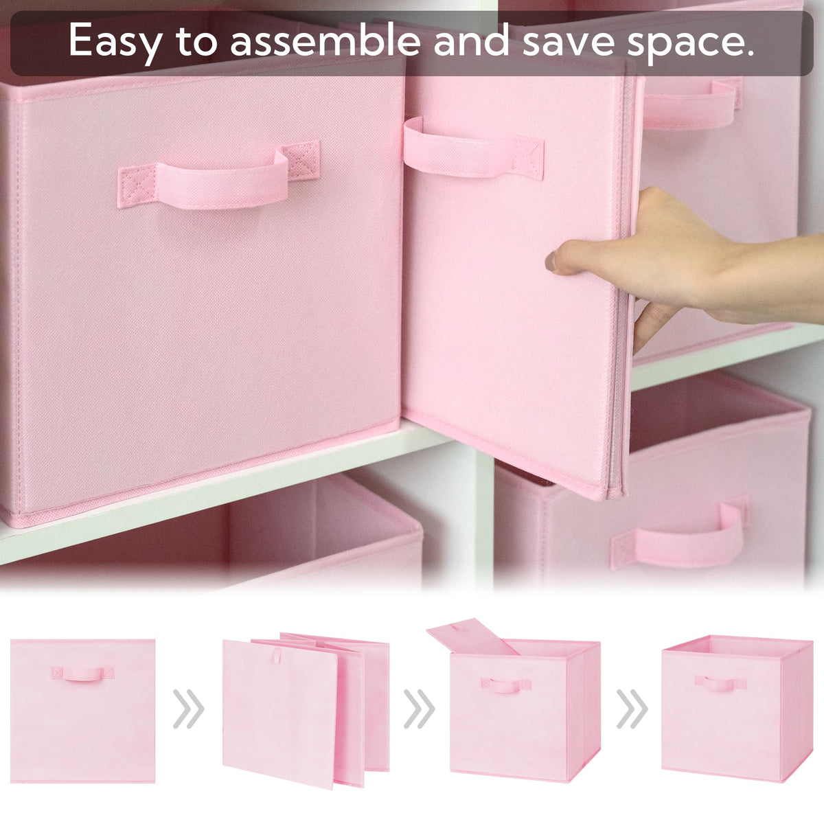 GRANNY SAYS pink cube storage fabric material highlights durability