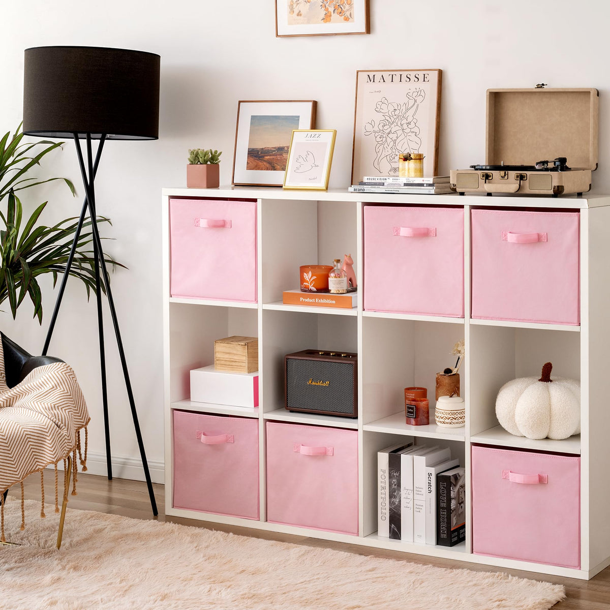 GRANNY SAYS pink cube storage folded-flat for compact storage