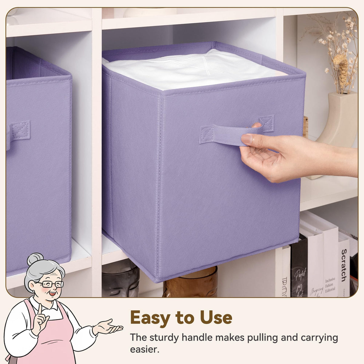 GRANNY SAYS cube storage bin in classroom for organization.