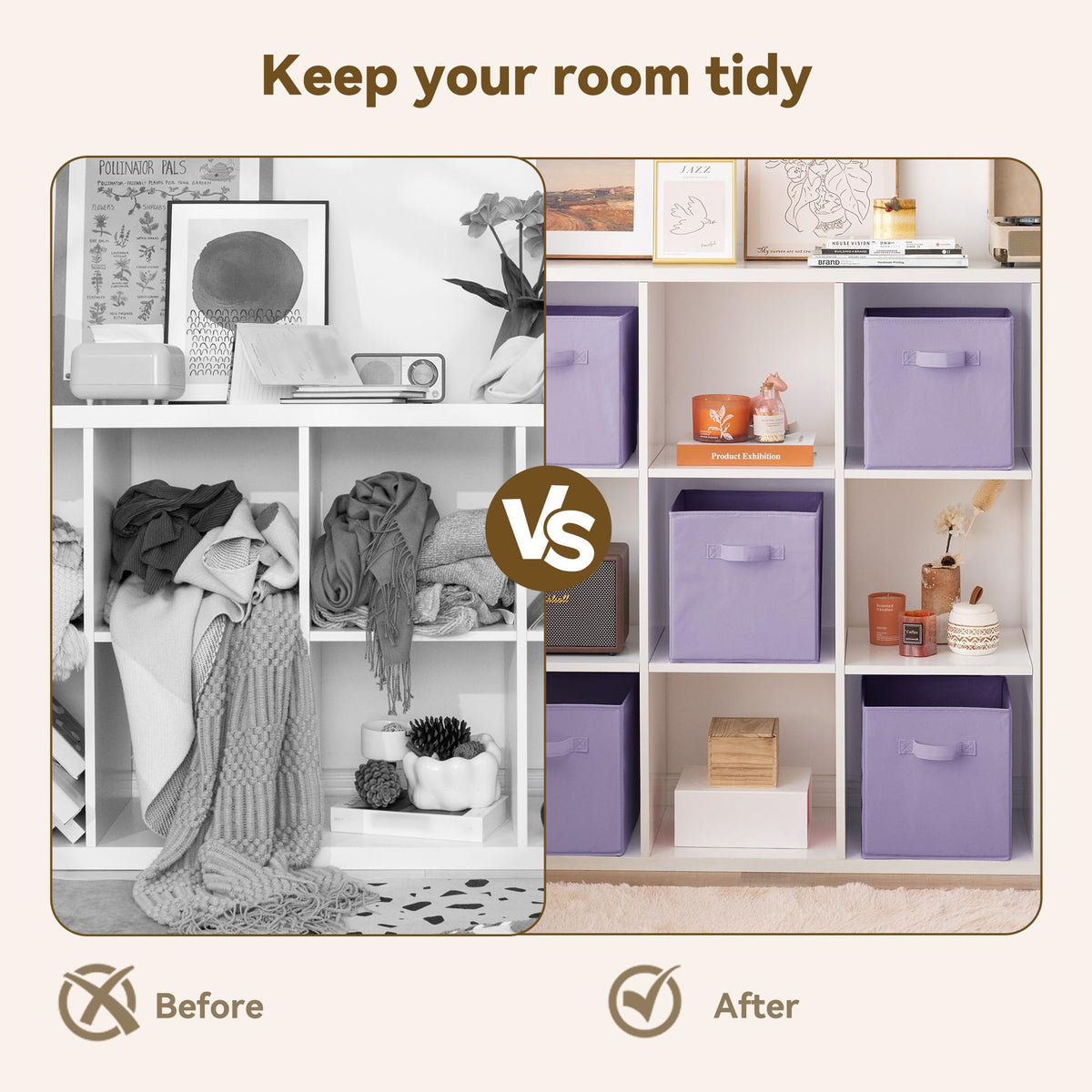 GRANNY SAYS lavender cube bin for shoes or clothes storage.