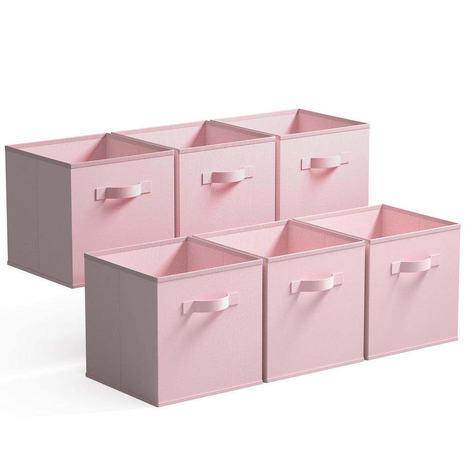 GRANNY SAYS cube storage bin in pink, 11-inch, six-pack, ideal for neat shelves.