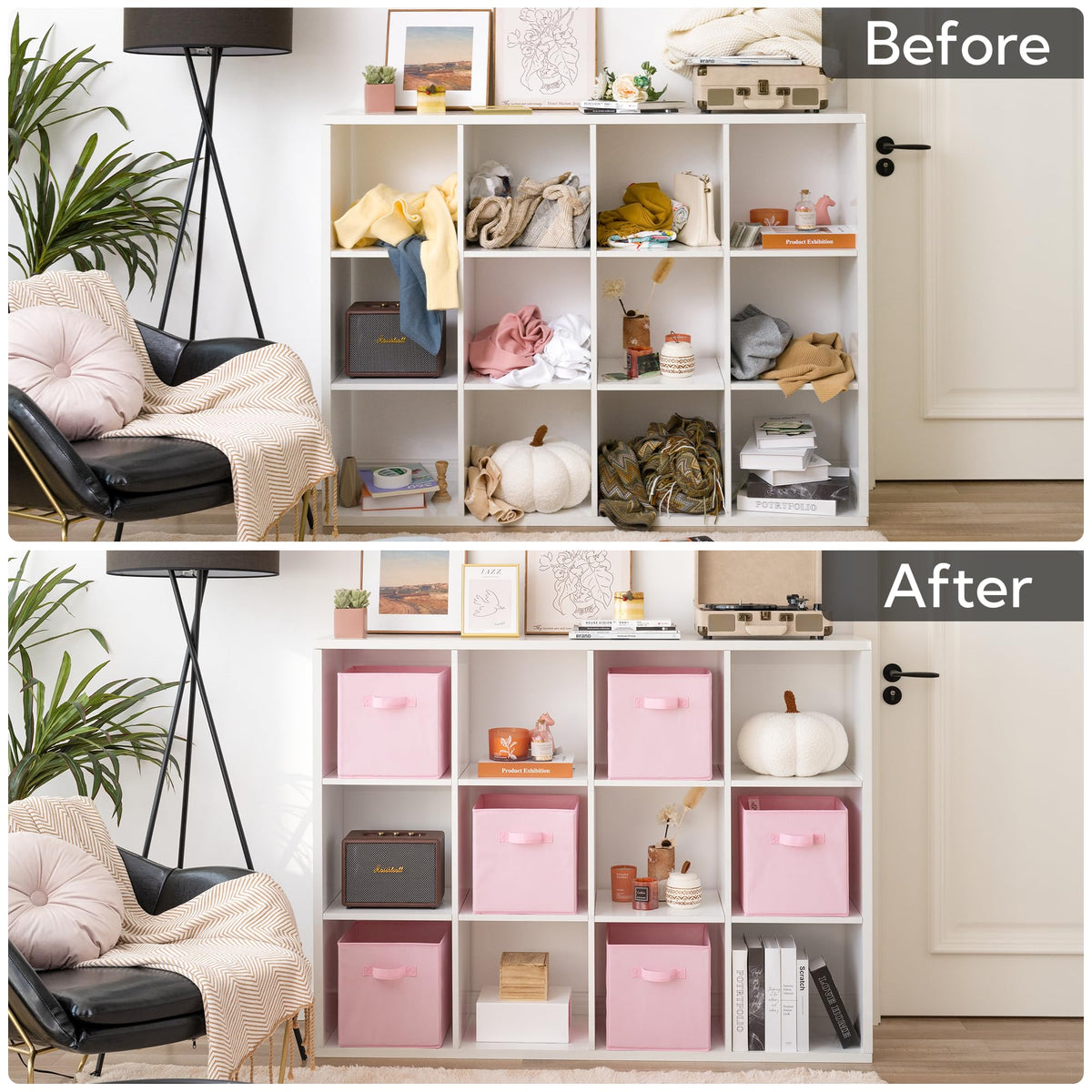 GRANNY SAYS decorative pink storage for toys, clothes, and towels.