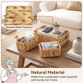 GRANNY SAYS decorative wicker baskets on shelf enhance home organization.