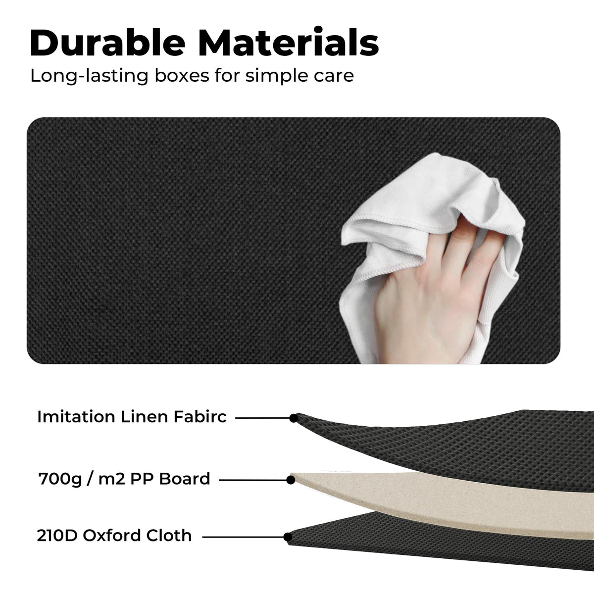 GRANNY SAYS easy clean fabric bin for quick maintenance.