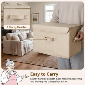 GRANNY SAYS faux linen material provides durable, odorless storage.
