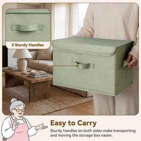 GRANNY SAYS faux linen material storage basket combines durability with a clean look.