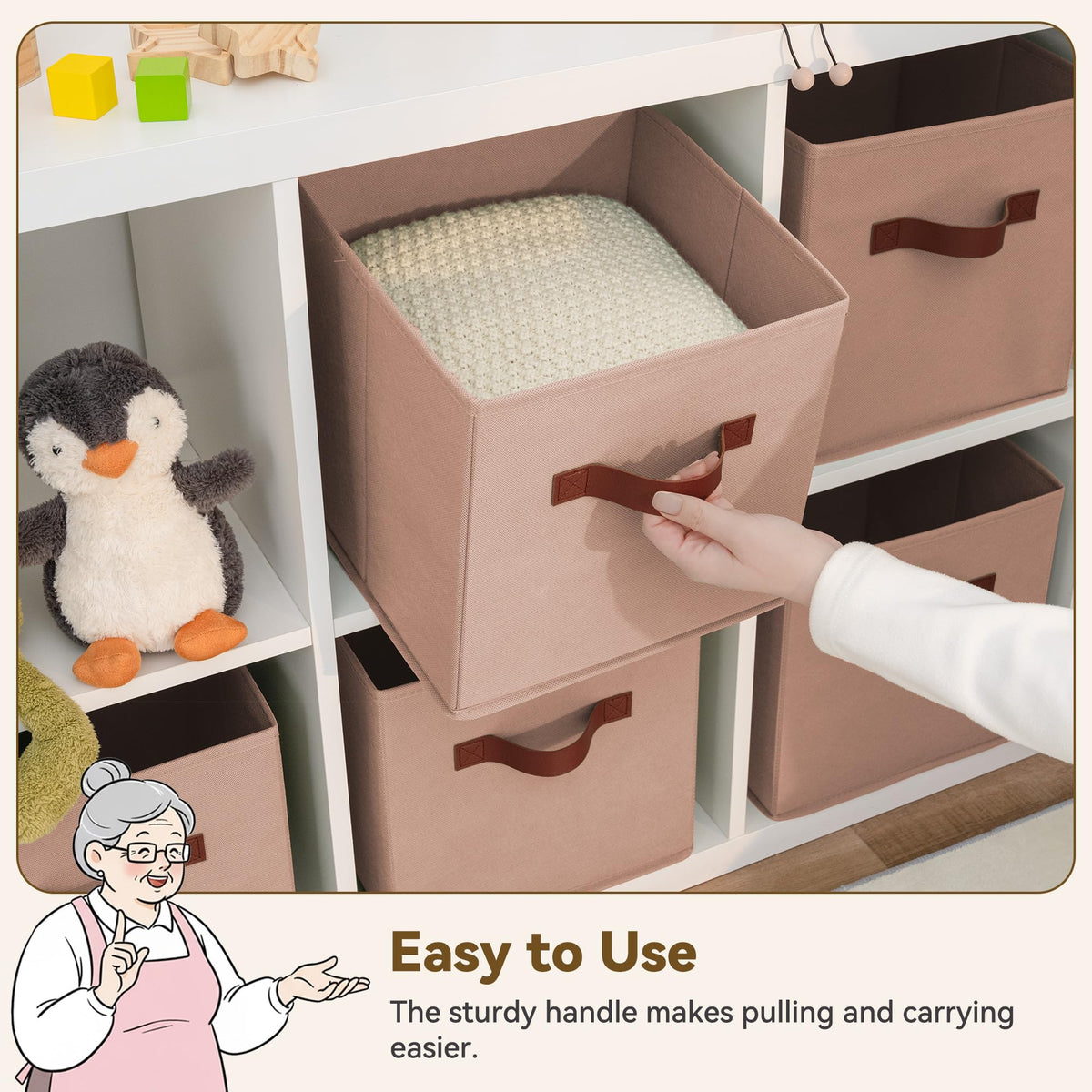 GRANNY SAYS foldable space-saving bin folds flat for easy storage.