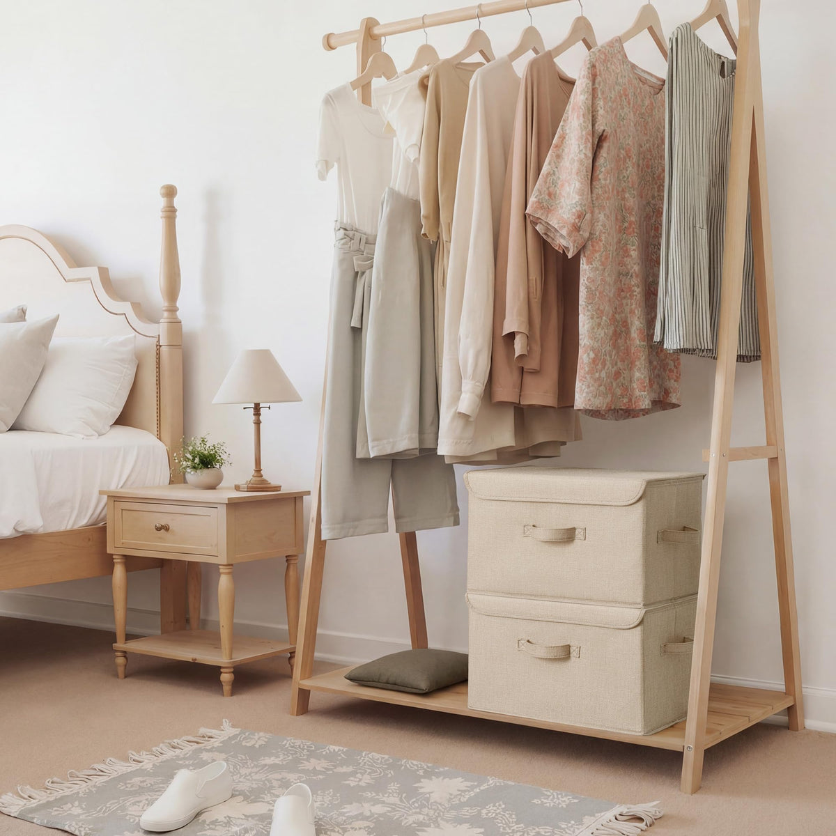 GRANNY SAYS foldable storage basket laid flat for easy storage.