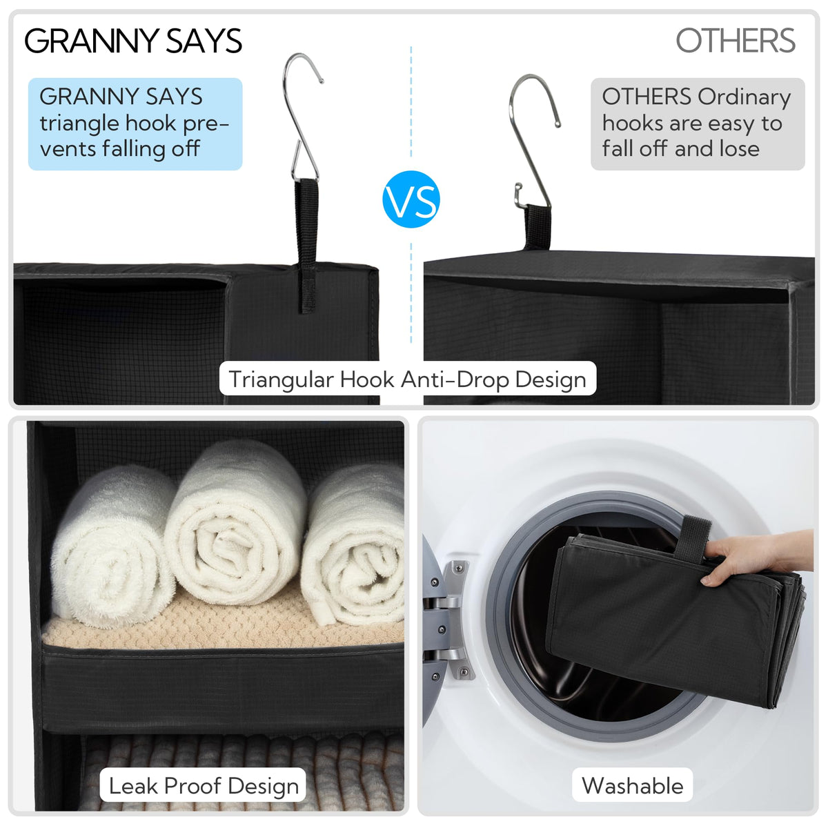 GRANNY SAYS hanging closet shelf made of durable polyester for daily use.