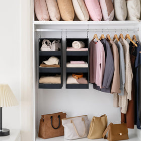 GRANNY SAYS hanging closet shelf in-closet setup for quick access and tidy storage.