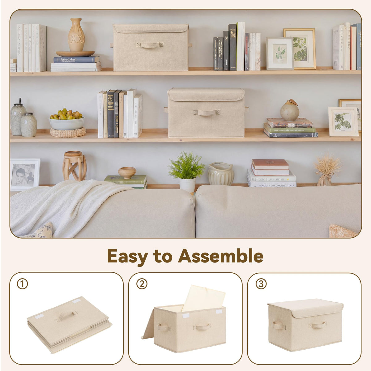 GRANNY SAYS khaki storage boxes add coordinated closet look.