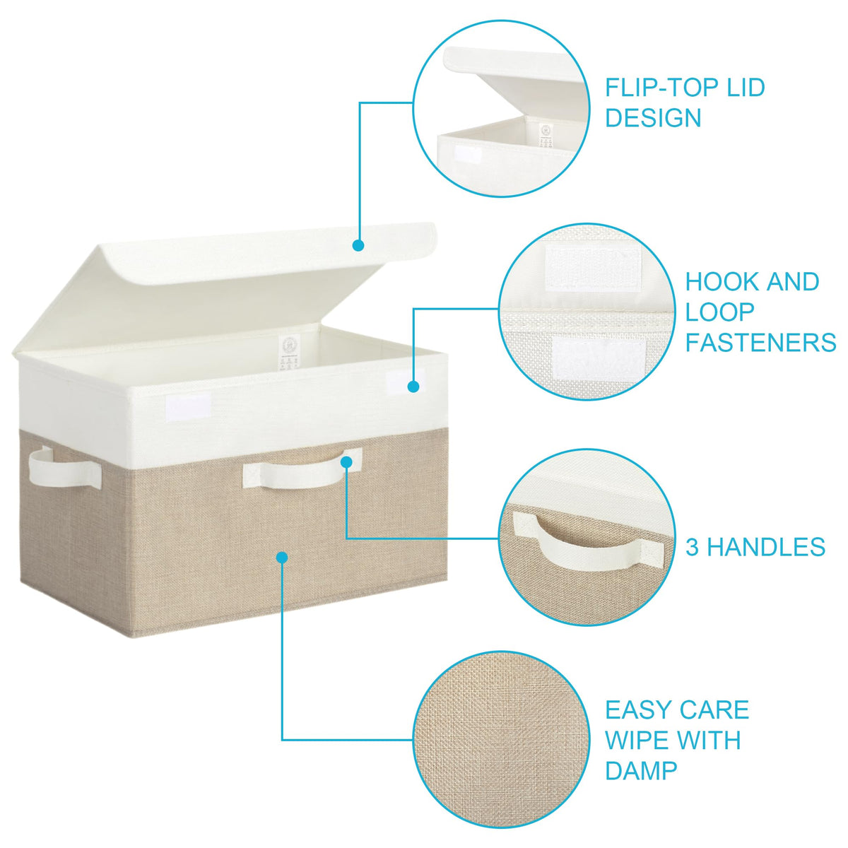 GRANNY SAYS lid with hook-and-loop closure, easy access and dust protection.