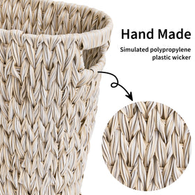 GRANNY SAYS oval wicker trash bin with side handles for effortless carrying.