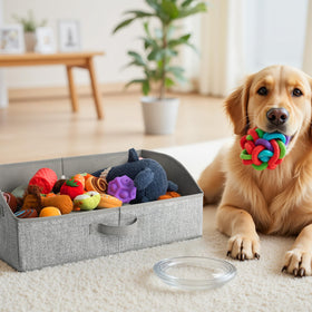 GRANNY SAYS gray trapezoid bins blend with home décor.