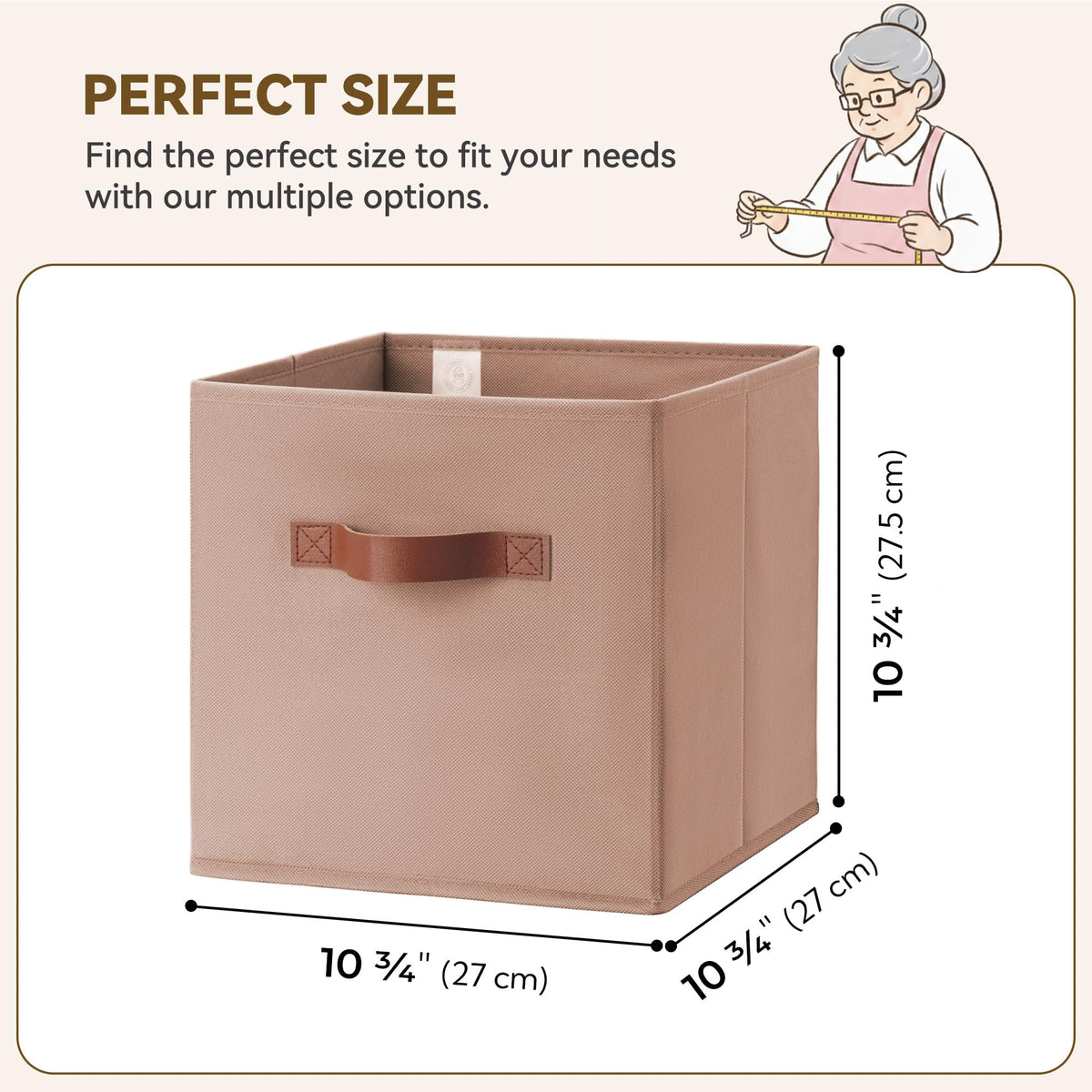 GRANNY SAYS reinforced cardboard base cube bin maintains upright shape.