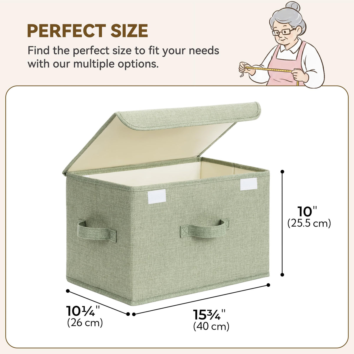 GRANNY SAYS storage basket dimensions 15.75 x 10.25 x 10 inches for ample capacity.