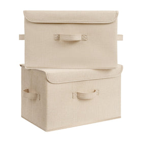 GRANNY SAYS storage basket with lid keeps clothing organized and dust-free.