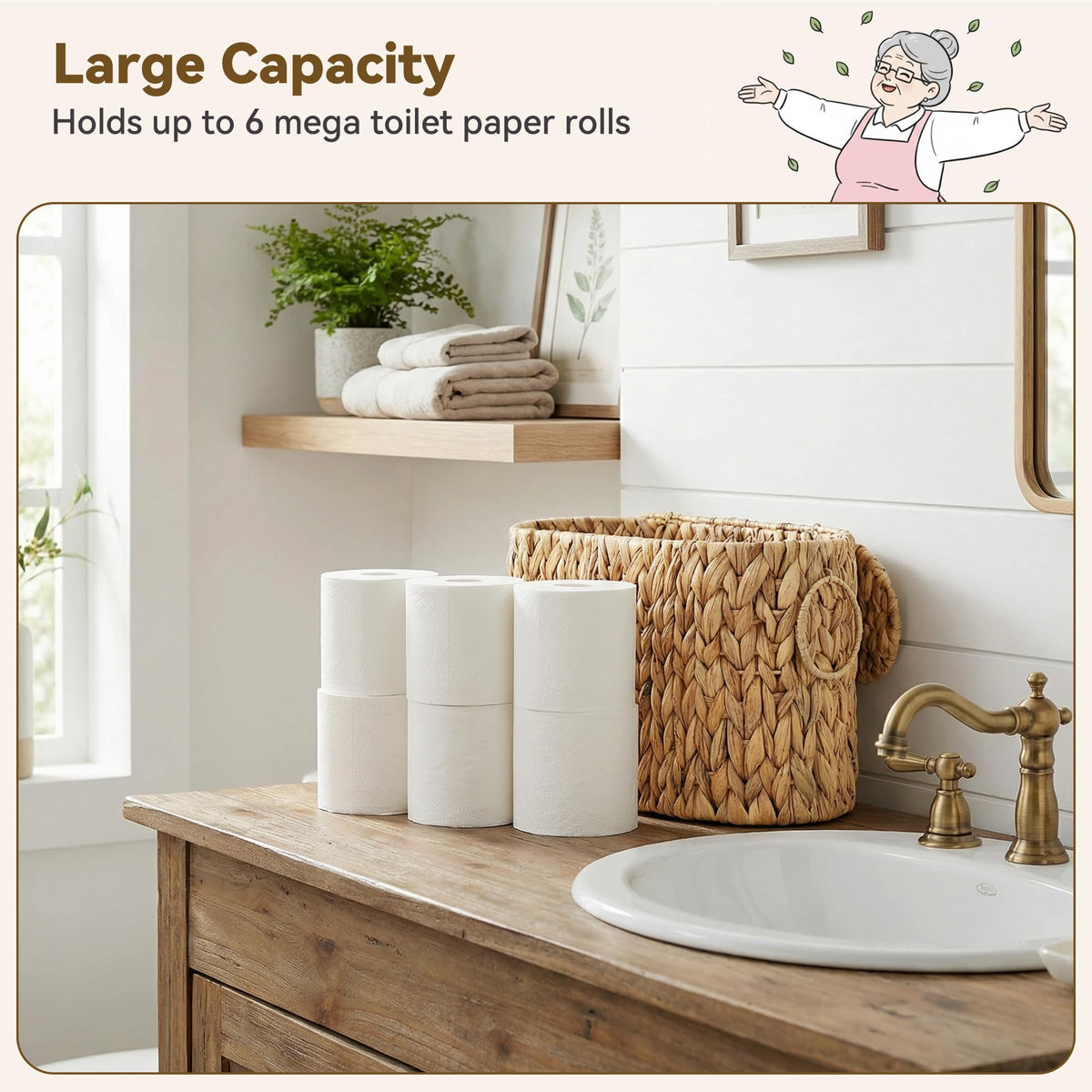 GRANNY SAYS water hyacinth basket showcases natural texture for cozy bathroom vibes