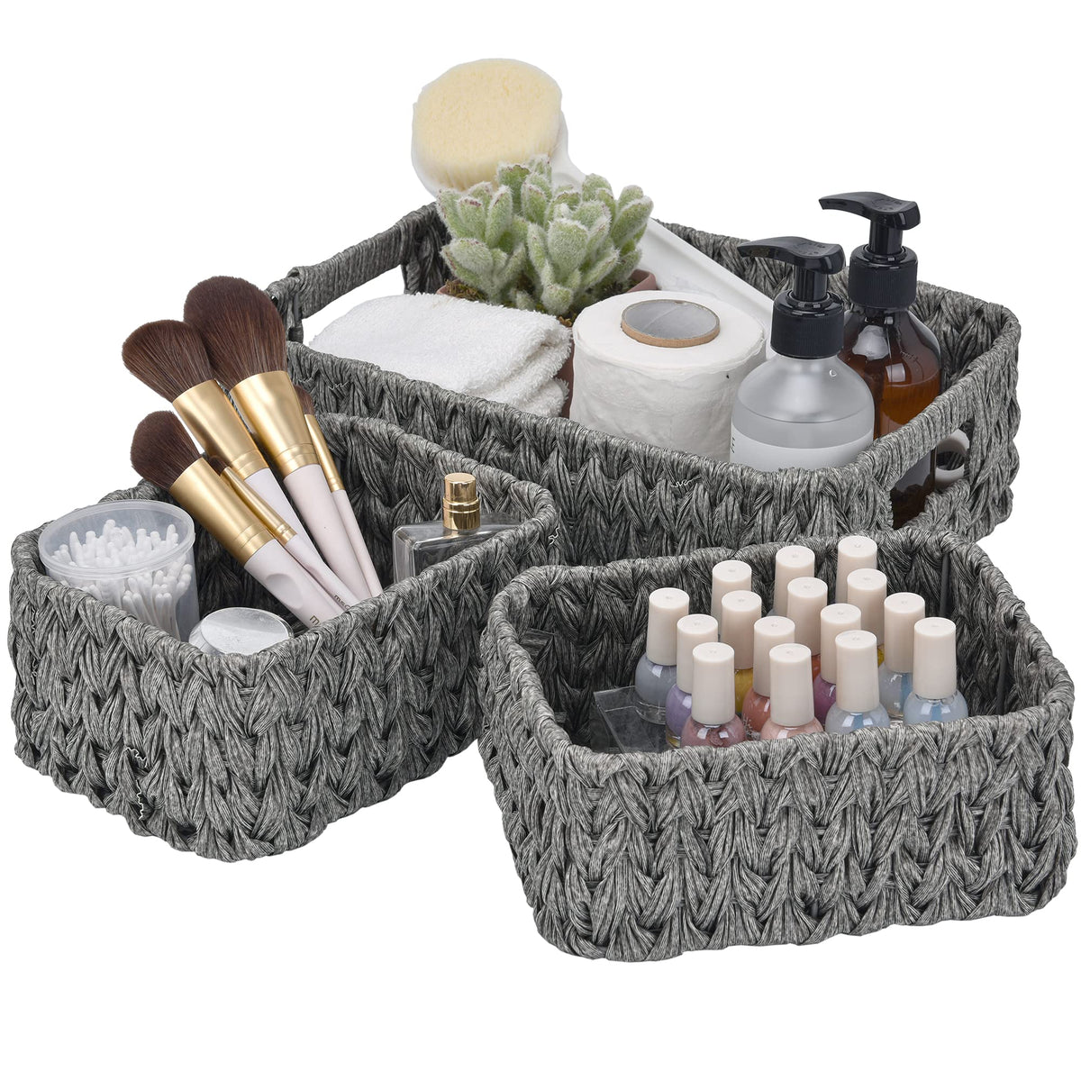 GRANNY SAYS wicker baskets large on a shelf for easy organization.