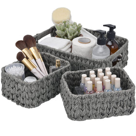GRANNY SAYS wicker baskets large on a shelf for easy organization.