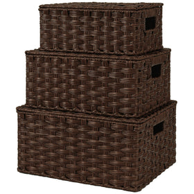 GRANNY SAYS wicker baskets with lids large for space-saving organization