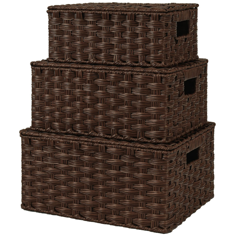 GRANNY SAYS wicker baskets with lids large for space-saving organization
