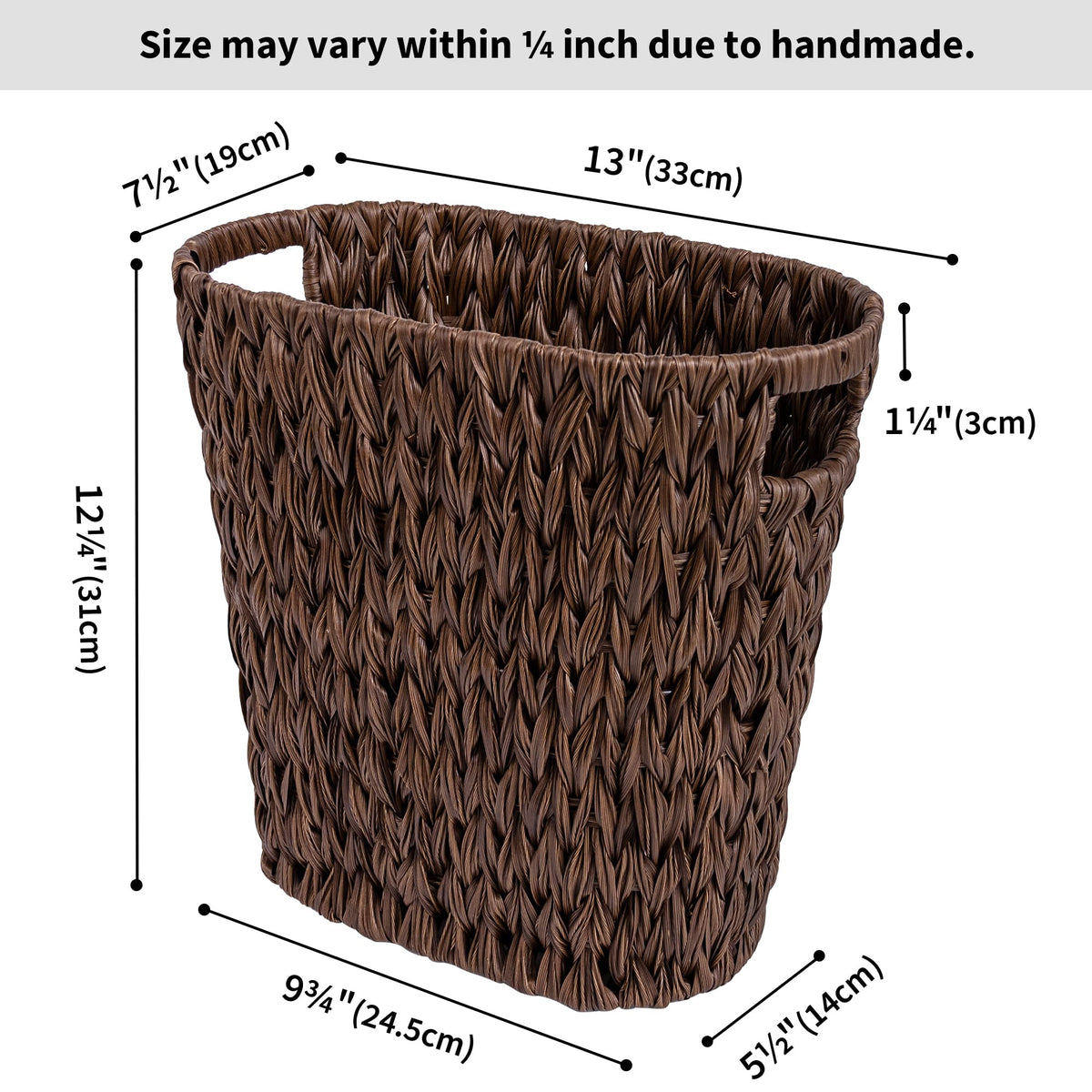 GRANNY SAYS waste basket with oval opening for easy trash disposal.