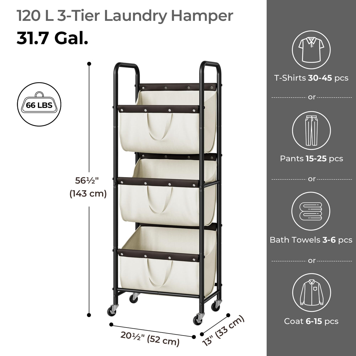 GRANNY SAYS detachable bags; easy carry-off for sorting laundry.