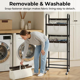 GRANNY SAYS rolling laundry cart; side view shows smooth mobility.