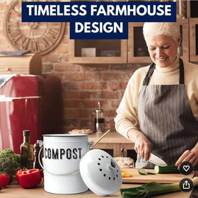 Granrosi farmhouse-design compost bin adding vintage charm to a modern kitchen.