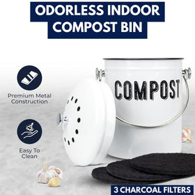 Granrosi stainless steel compost bin highlighting durability and rust resistance.