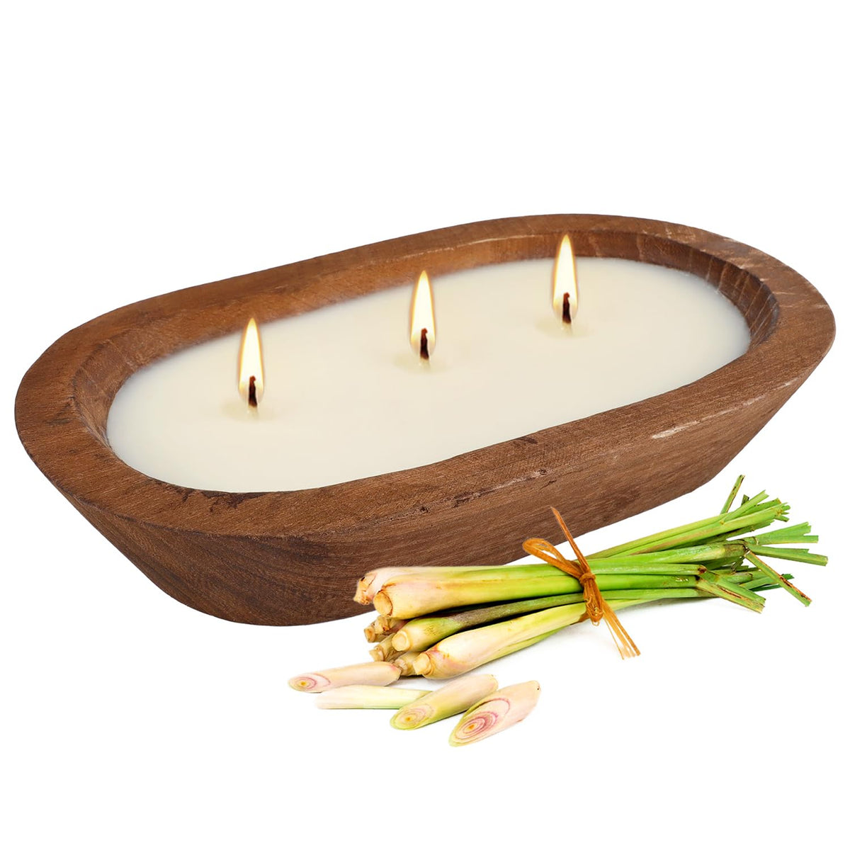 Grcdoyvl Citronella Candle in a wooden bowl for outdoor relaxation.