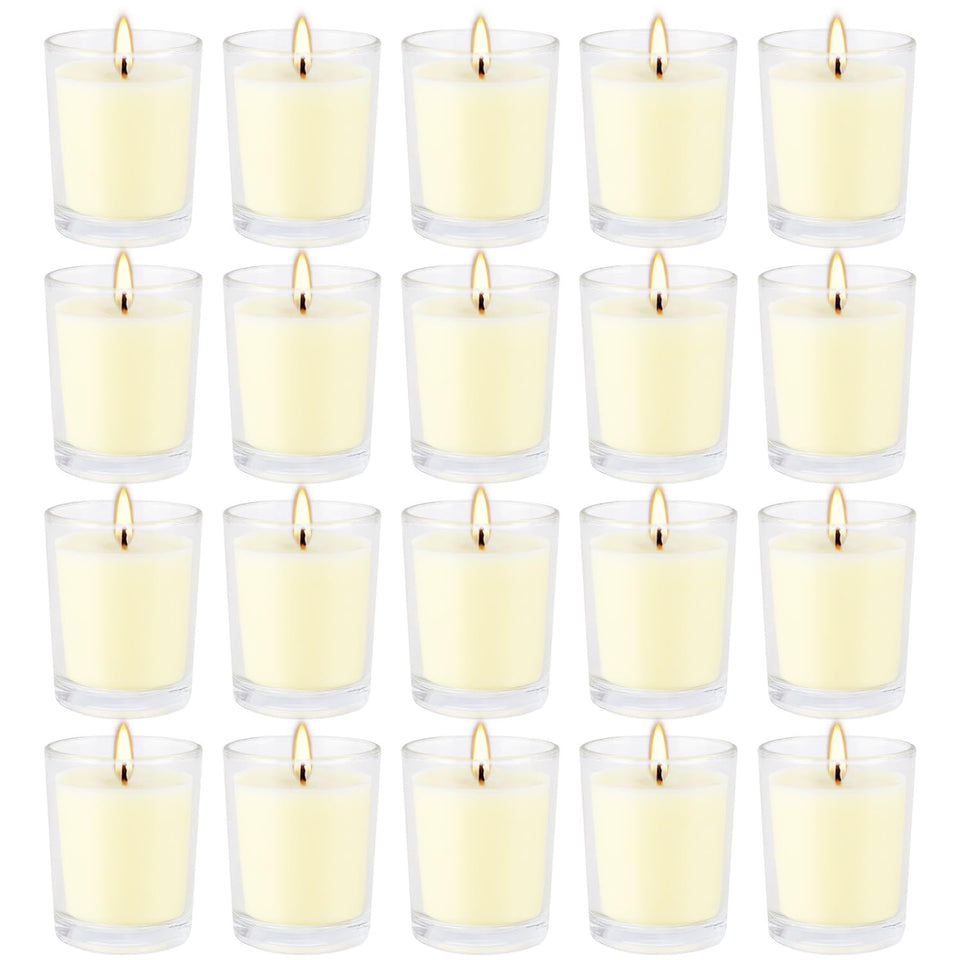 Grcdoyvl citronella votive candles in glass cups for outdoor ambiance.