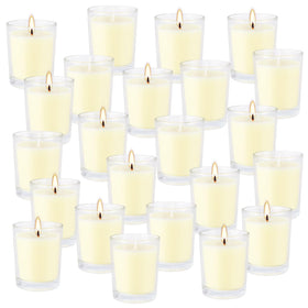 Grcdoyvl yellow citronella wax votives brighten patios with warm light.