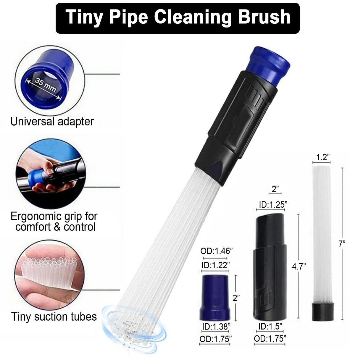 GREAPA 1-1/4 inch crevice tool designed for tight spaces.