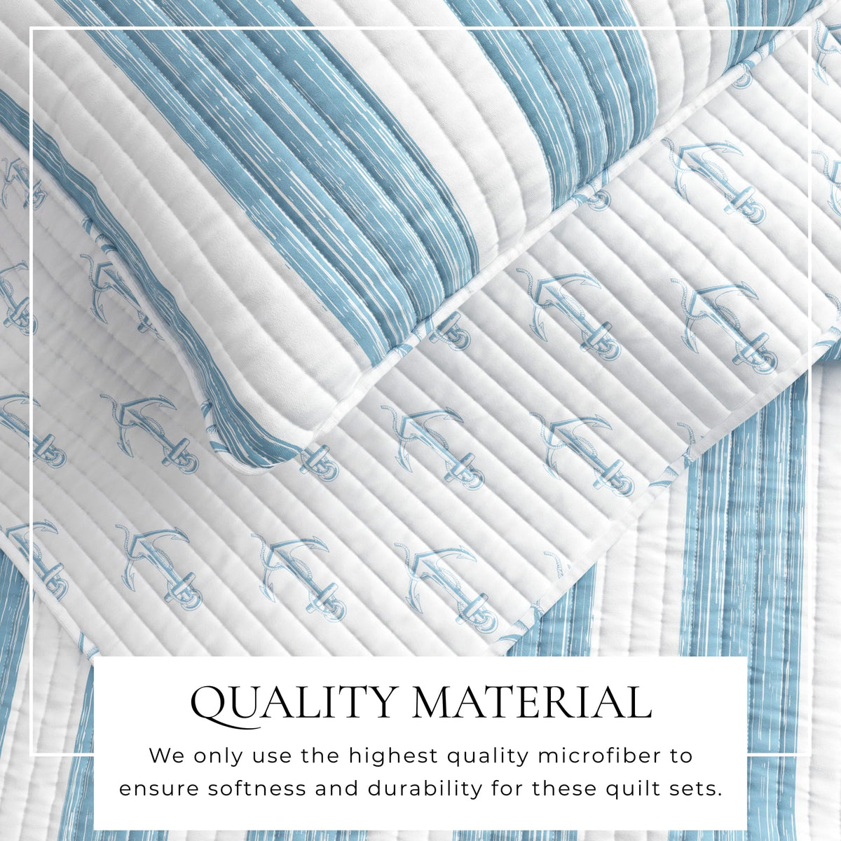 Great Bay Home king quilt shams blue beach design complements nautical decor.