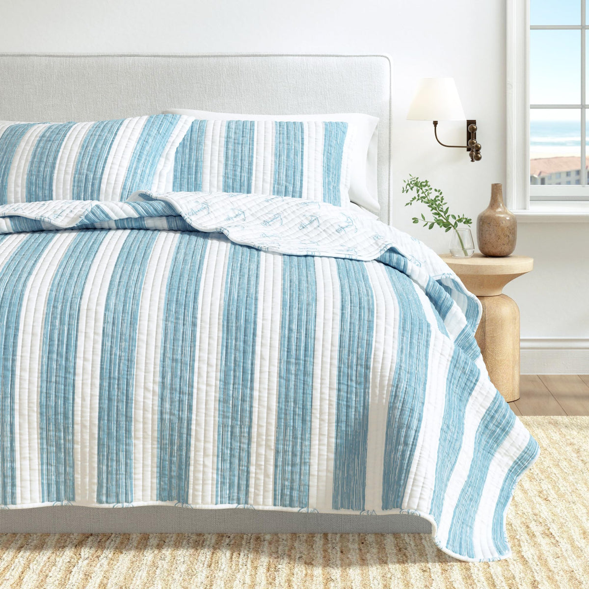 Great Bay Home machine washable quilt designed for easy care and family use.