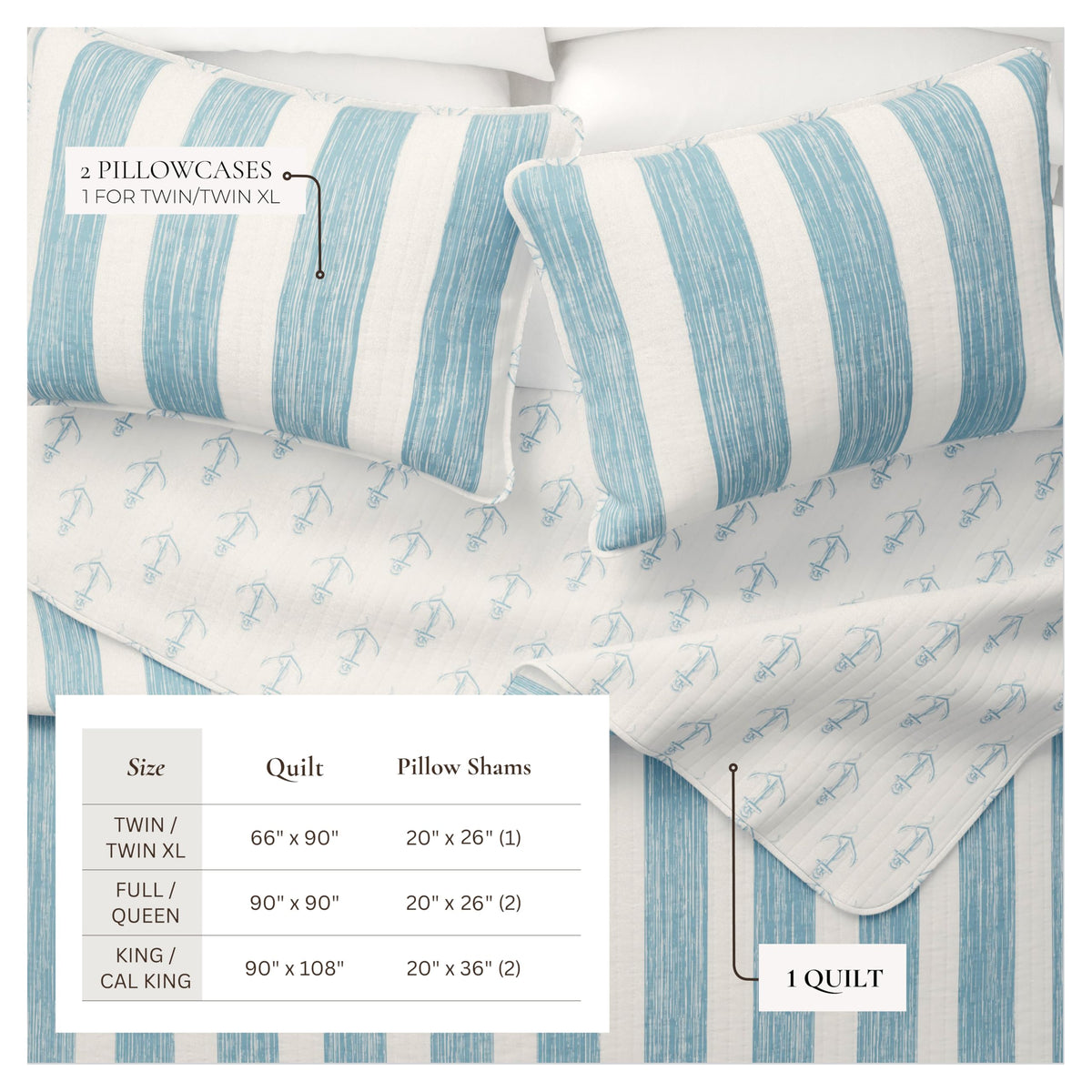 Great Bay Home nautical quilt stitch detail adds texture and charm.