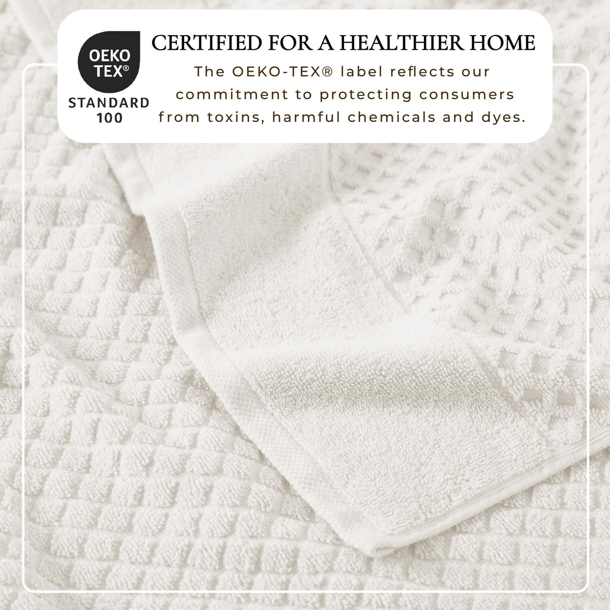 Towels with waffle texture in ivory by Great Bay Home