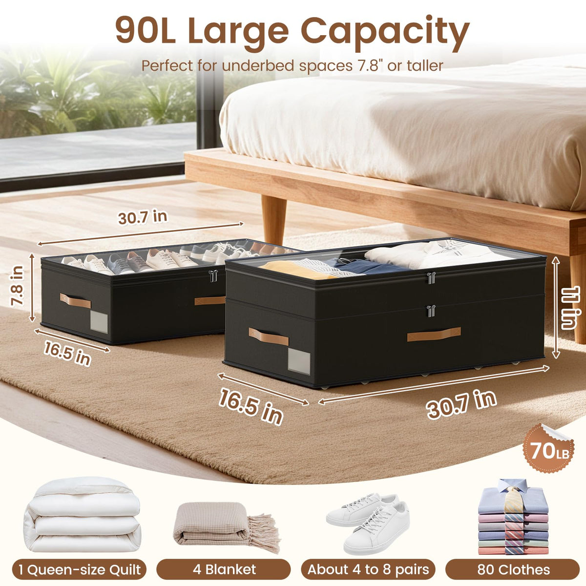 Great Dachong XXL 90L storage bin for clothes and blankets