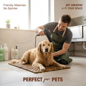 Green Alluvium Acacia Wood Bath Mat ideal for spa, sauna, and outdoor setups.