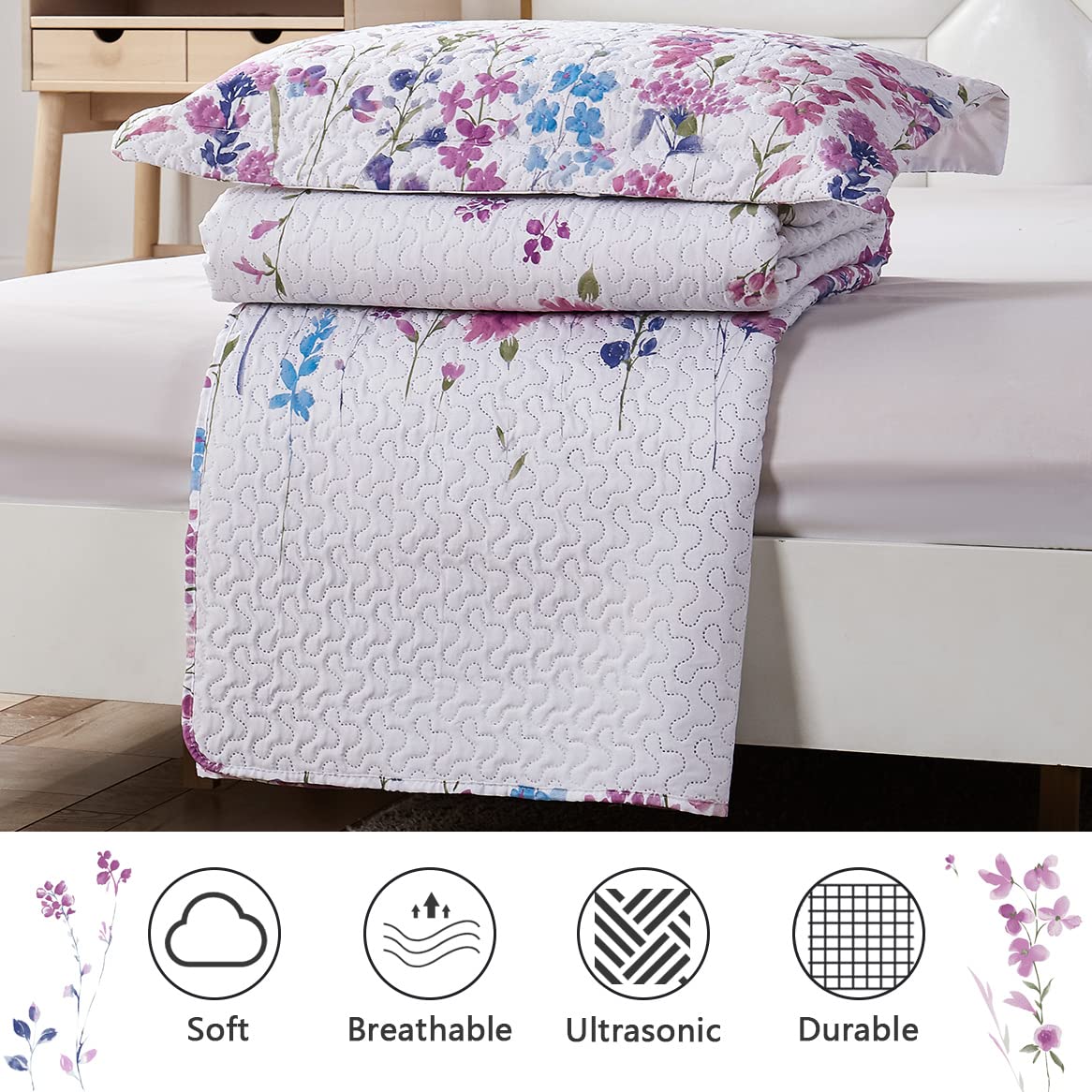 Green Essen easy-care quilt maintains color after washing