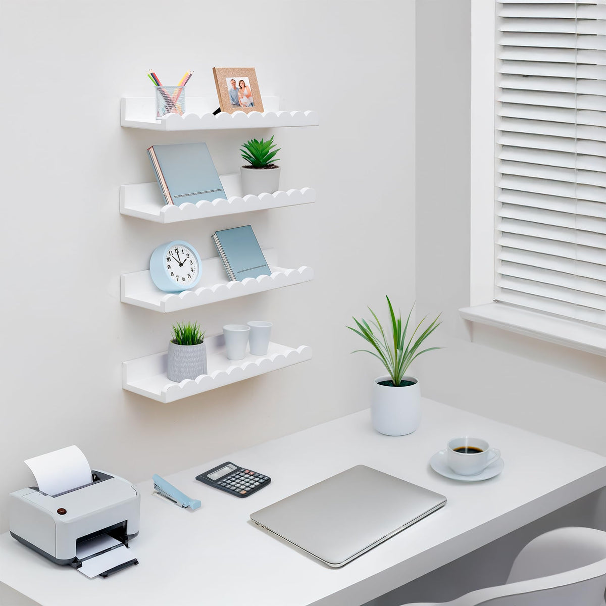 Gift-ready Green Goods Supply scalloped shelves in white for baby showers
