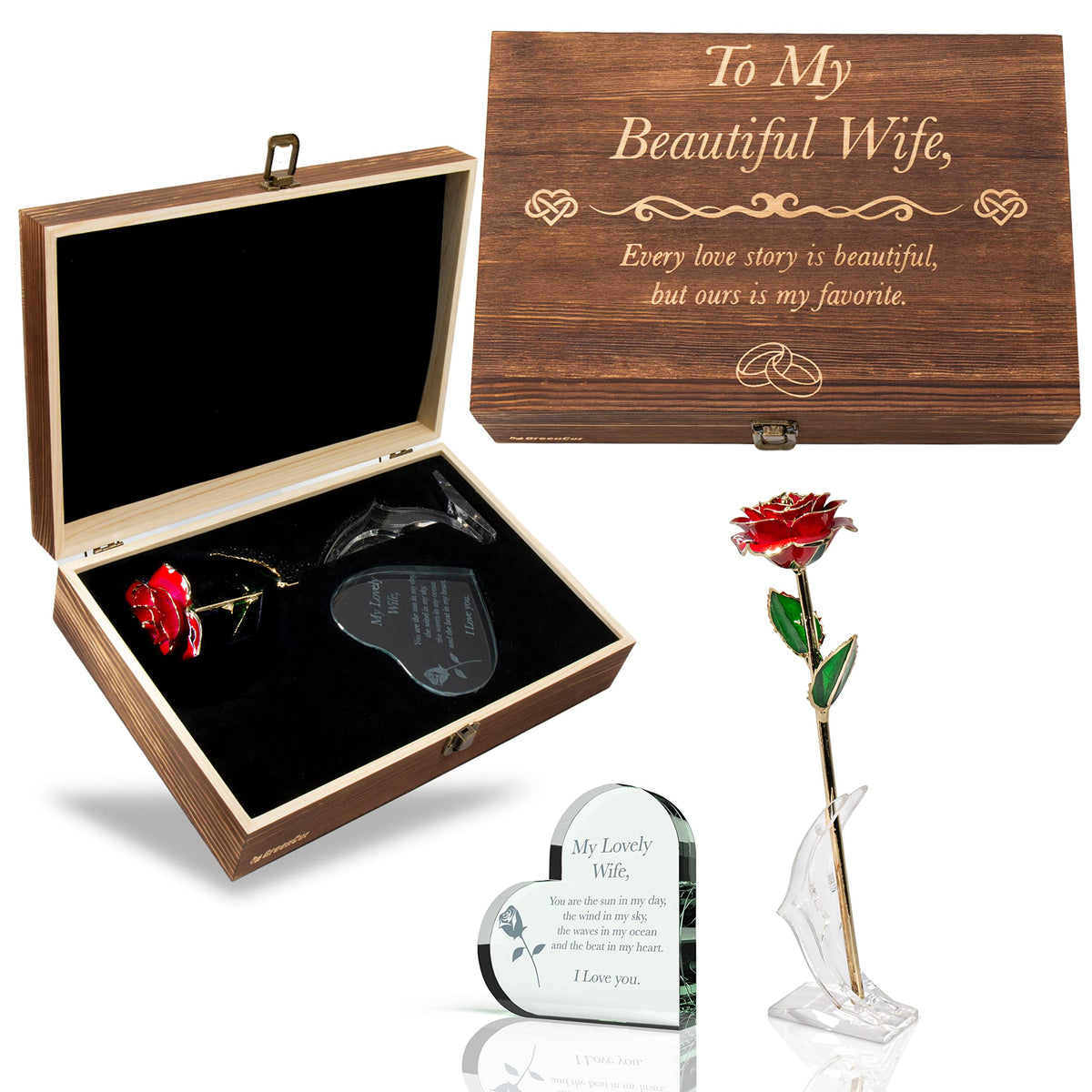 GreenCor engraved wooden box keepsake for anniversaries and personal messages.