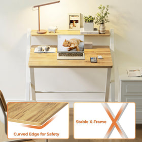 GreenForest apartment-friendly desk shown in a cozy home office corner.