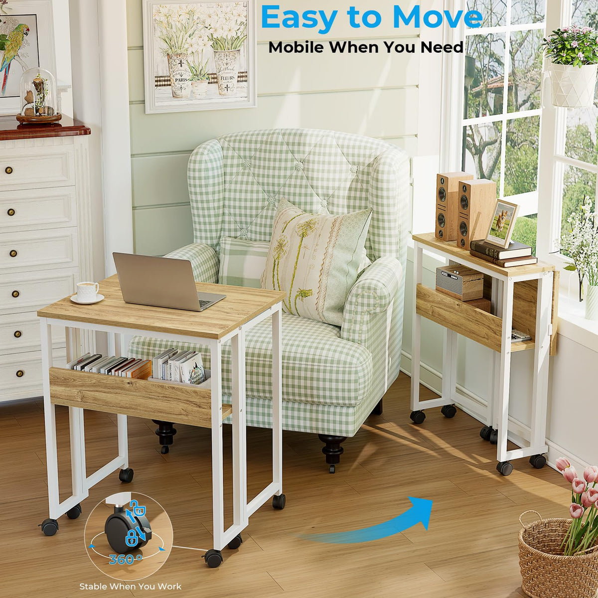 GreenForest folding desk in slim folded profile for compact spaces