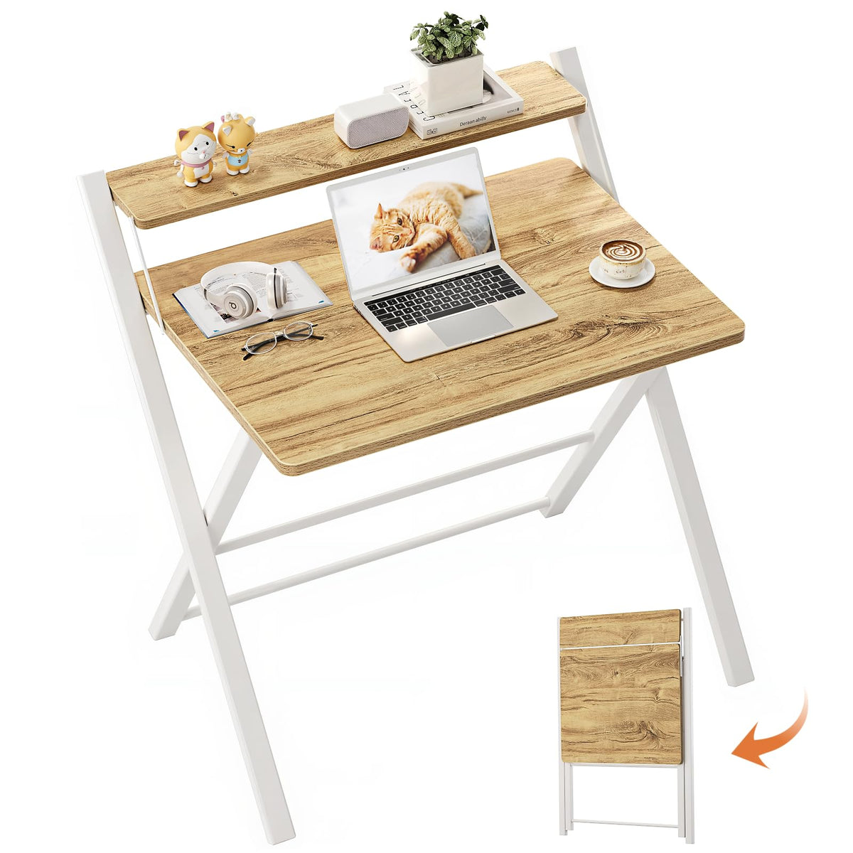 GreenForest portable small desk no assembly, ready for quick setup in a compact space.